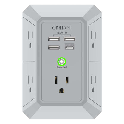 Wall Charger, Surge Protector, QINLIANF 5 Outlet Extender with 4 USB Ports