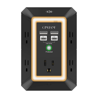 Wall Charger, Surge Protector, QINLIANF 5 Outlet Extender with 4 USB Ports