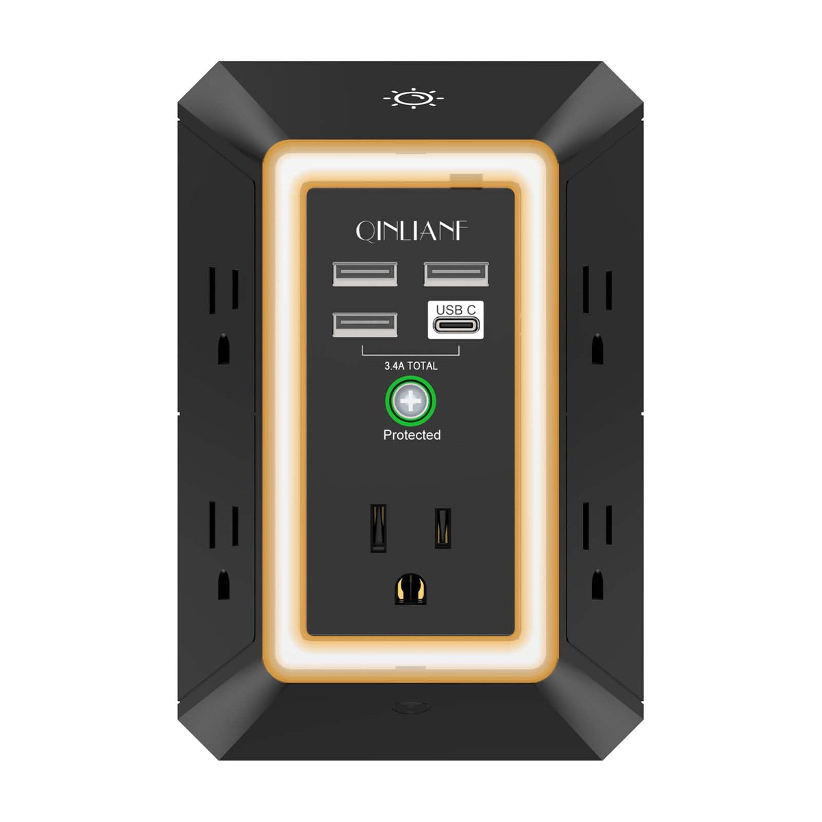Wall Charger, Surge Protector, QINLIANF 5 Outlet Extender with 4 USB Ports