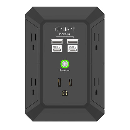 Wall Charger, Surge Protector, QINLIANF 5 Outlet Extender with 4 USB Ports
