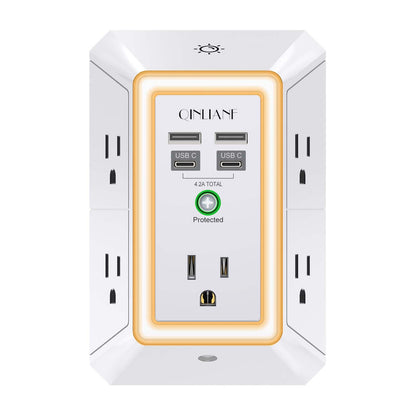 Wall Charger, Surge Protector, QINLIANF 5 Outlet Extender with 4 USB Ports
