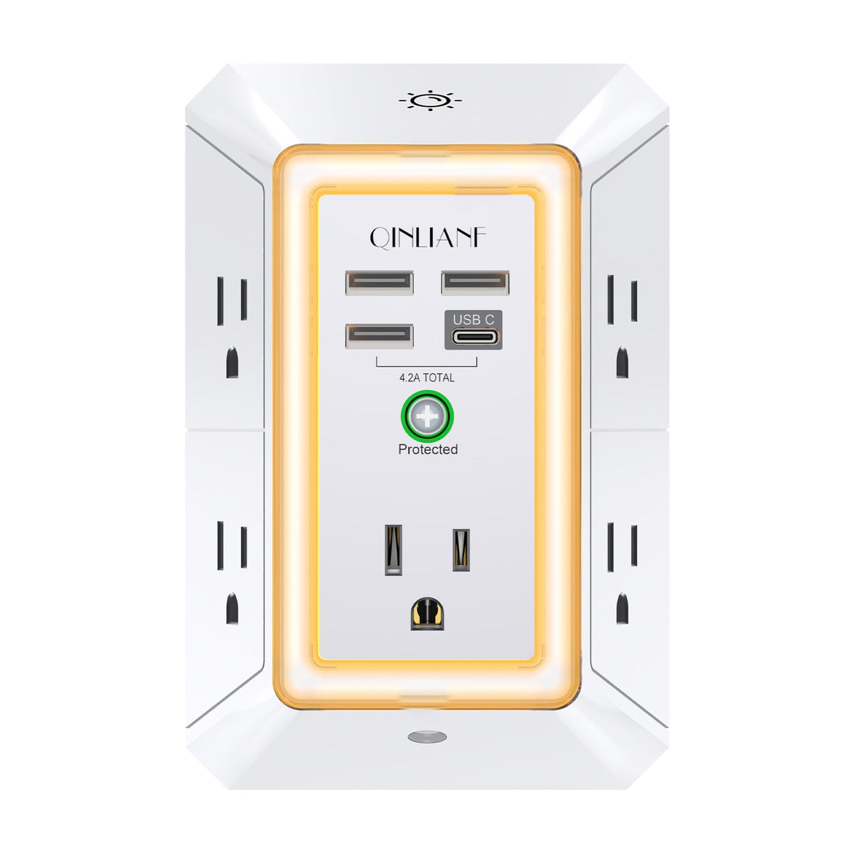 Wall Charger, Surge Protector, QINLIANF 5 Outlet Extender with 4 USB Ports